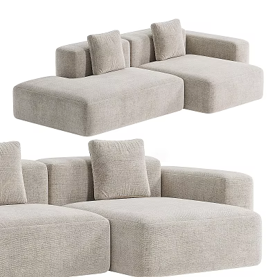 Light Gray Sectional Sofa With Modular Design Spacious Seating And Comfortable Cushions 3d model
