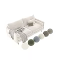 Modern Soft Fabric Double Seater Sofa With Decorative Pillows Throw Blankets And Multiple Neutral Colors