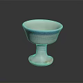 Classic White Stemmed Wine Glass With Blue Stripes On Black Background And Reflection