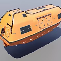 Orange Yacht Lifeboat With Enclosed Design Black Windows And Safety Ropes Exterior