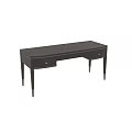 Modern Minimalist Dark Wooden Desk With Drawers And Metal Legs