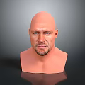 Realistic Bald Male Head Bust With Beard On Black Reflective Surface 3d model
