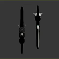 Modern Crossed Swords With Black Blades Green Luminous Accents And Decorative Hilts
