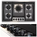 Modern Stainless Steel Gas Stove Kitchen Appliance with Burners and Control Knobs 3d model