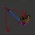 Red Industrial Crane With Long Boom Metal Frame And Heavy Duty Structure