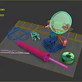 Essential Craft Tools With Magnifying Glass Tweezers Soldering Iron Green Thread Spool On Grey Mat