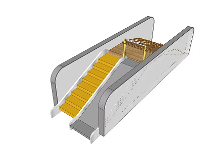 Colorful Playground Equipment With Yellow Slide Stairs Wooden Platform And Safety Rails 3d model