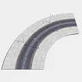 Curved Road Infrastructure With Lane Markings Street Lamps And Paved Sidewalks