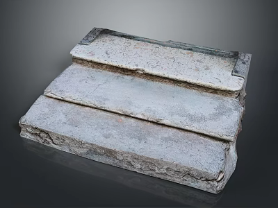 Ancient Three Tiered Stone Steps With Weathered Texture And Historical Architecture Element 3d model