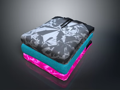 Colorful Patterned Stacked Mats With Pink Blue And Gray Layers For Home Living 3d model