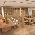 Elegant Conference Room Interior With Wooden Long Table Chairs And Partition Screens