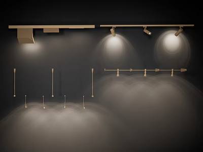 Stage Lighting Setup With Various Wall Mounted Spotlights And Adjustable Fixtures 3d model
