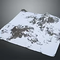 Snow Covered Mountainous Rocky Terrain Model With Square Shape And Detailed Features