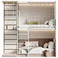 Modern Playful Children Bunk Bed With Safety Net Climbing Ladder And Cozy Bedding Set