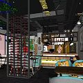 Modern Bar Interior With Wine Rack Green Plants Bar Counter And Cozy Seating