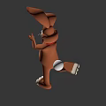 Playful Brown Cartoon Rabbit With Big Ears Red Bow Tie And Cheerful V Sign