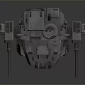 3D Model Of Gray Armored Mechanical Robot With Mechanical Arms Legs And Antenna