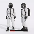 Men In White Astronaut Suits With Backpacks And Protective Helmets 3d model