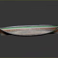 Traditional Handmade Leaf Shaped Wooden Watercraft with Green Red Edges and Smooth Hull Surface