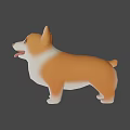 Cute Cartoon Corgi 3D Model With Orange And White Fur Standing Smile