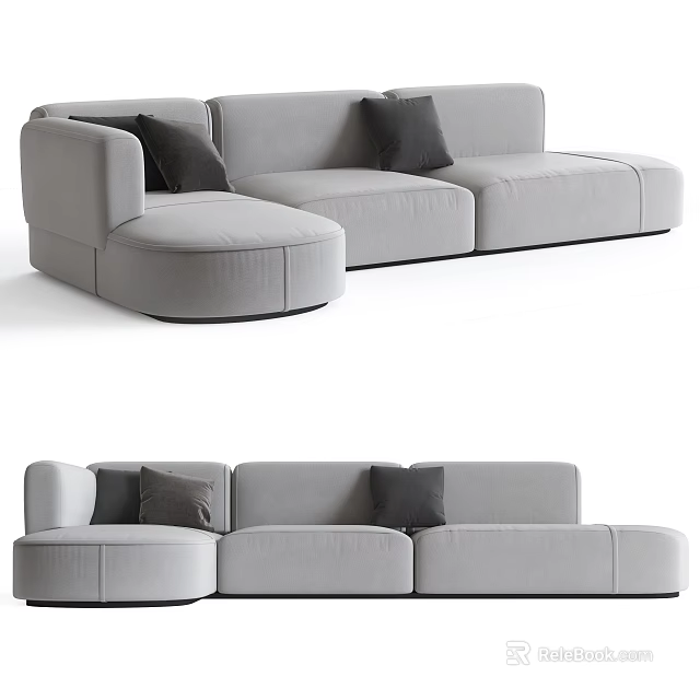 Modern Gray L Shaped Sectional Sofa With Comfortable Cushions And Stylish Design 3d model