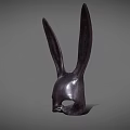 Sculptural Black Rabbit Mask With Long Ears Smooth Surface And Minimalist Design