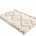 Square Rug with Geometric Diamond Pattern and Simple Line Design on Beige Background 3d model