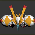 Game Anime Character Mecha Style White Red Yellow Armor Futuristic Design 3D Render