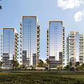 Modern High Rise Residential Buildings With Glass Facade Balconies And Green Surroundings