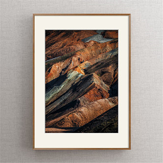 Modern landscape painting simple brown study landscape rock decorative painting 3d model