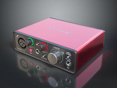 Pink Focusrite USB Audio Interface for Computer Music Production and Podcasting Needs 3d model