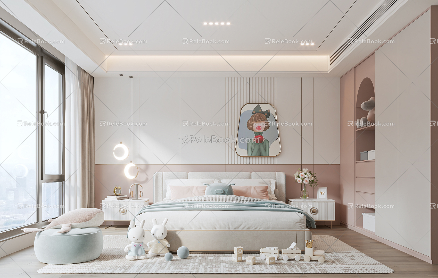 Modern Children's Room Bedroom 3d model