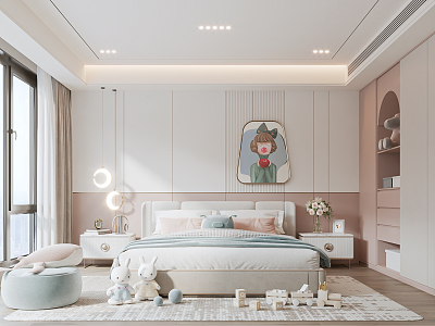 Modern Children's Room Bedroom 3d model