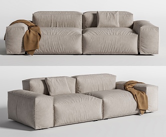 modern double sofa minimalist sofa 3d model