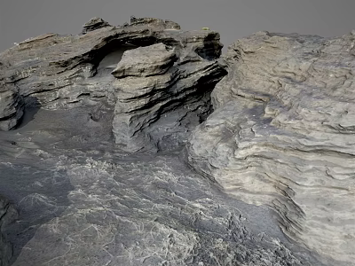 Natural Layered Rock Formation Displaying Textured Geological Structure In Landscape 3d model