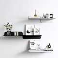 Wall Cabinets and Floating Shelves in Modern Home with Decorative Plants and Books