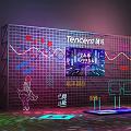 Tencent Themed Event Display With Neon Lights And Futuristic Stage Design