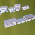 Traditional And Modern Residential Houses Set In Green Landscape With Trees And Mountain View