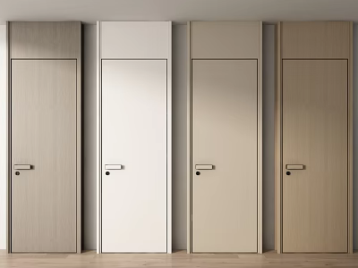 Modern Sleek Hinged Doors In Various Colors With Simple Design And Wooden Texture 3d model