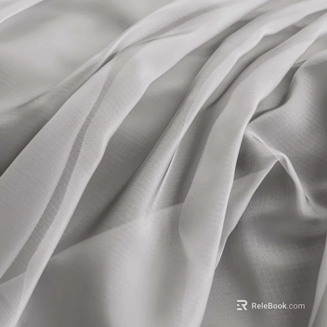 White Translucent Gauzy Bed Canopy With Soft Folds And Lustrous Lightweight Flowing Texture 3d model 