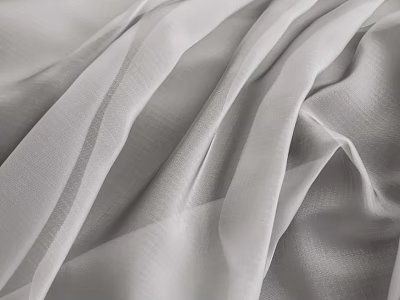 White Translucent Gauzy Bed Canopy With Soft Folds And Lustrous Lightweight Flowing Texture 3d model