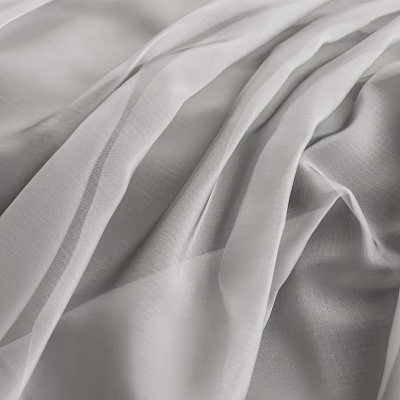 White Translucent Gauzy Bed Canopy With Soft Folds And Lustrous Lightweight Flowing Texture 3d model