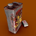 Industrial Equipment Rusty Metal Can With Surf All Graffiti And Matchbox