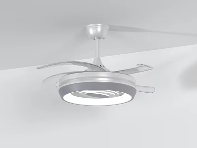 Modern Ceiling Air Conditioning Fan with Silver Blades and Built in Light 3d model