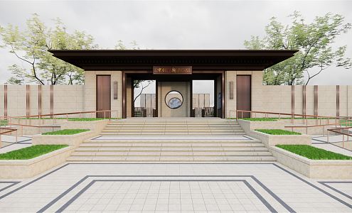 New Chinese style gate entrance gate house 3d model