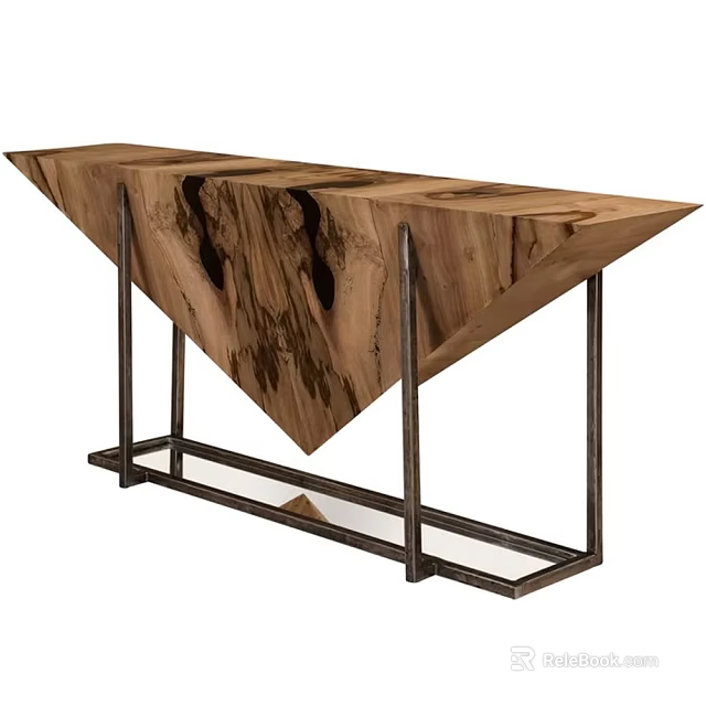 Stylish Modern Side Table Featuring Unique Wood Grain Top And Sleek Metal Frame 3d model 