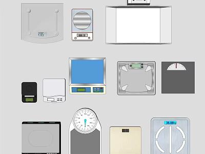 Commercial Equipment Featuring Multiple Types of Digital and Platform Weighing Scales 3d model