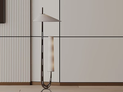 Modern Floor Lamp With Fabric Shade And Metal Stand For Minimalist Interior Decor 3d model