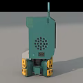 Green Mobile Industrial Equipment With Display Screen Warning Sign And Yellow Wheels Antenna