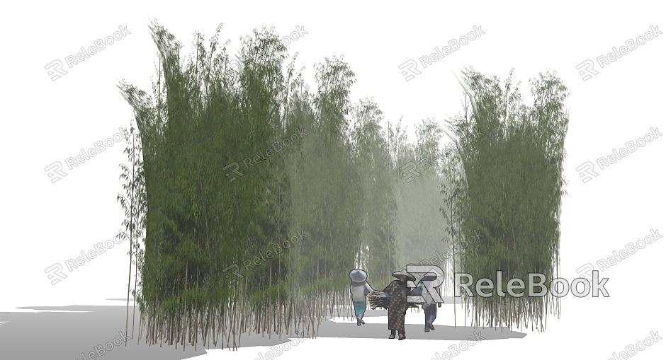 Outdoor bamboo bamboo forest plants model